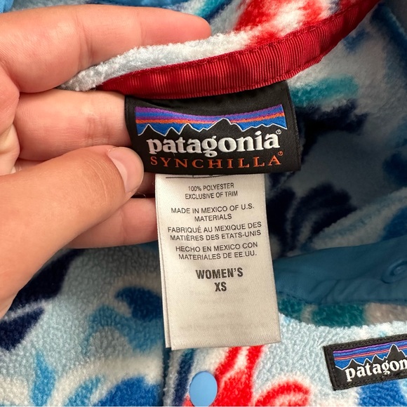 Patagonia Synchilla Snap T Fleece Pullover Blue Monoa Floral - Picture 5 of 6